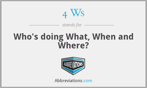 4 Ws - Who's doing What, When and Where?